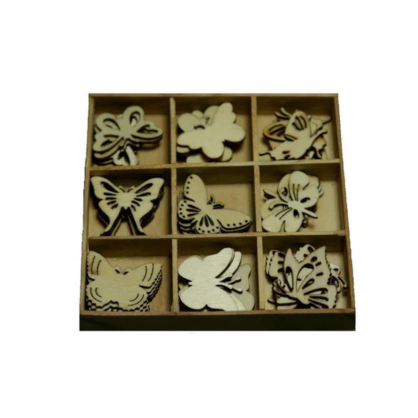 811500-0101, Houten ornamenten vlinders, jej hobby