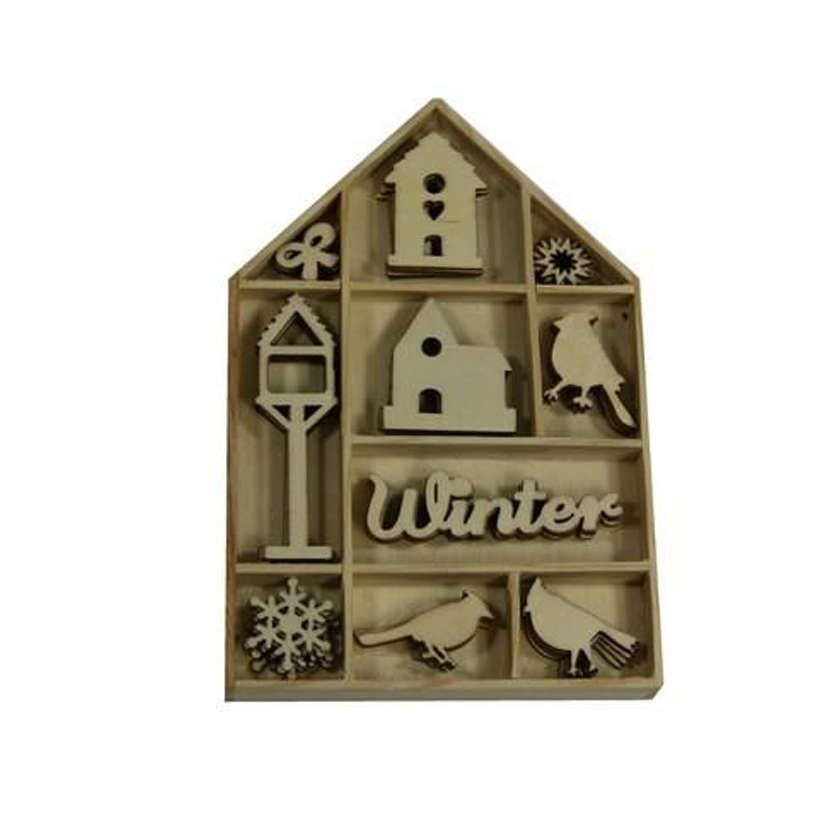 811500/0321, Houten ornamenten, vogel vogelhuis, jej hobby