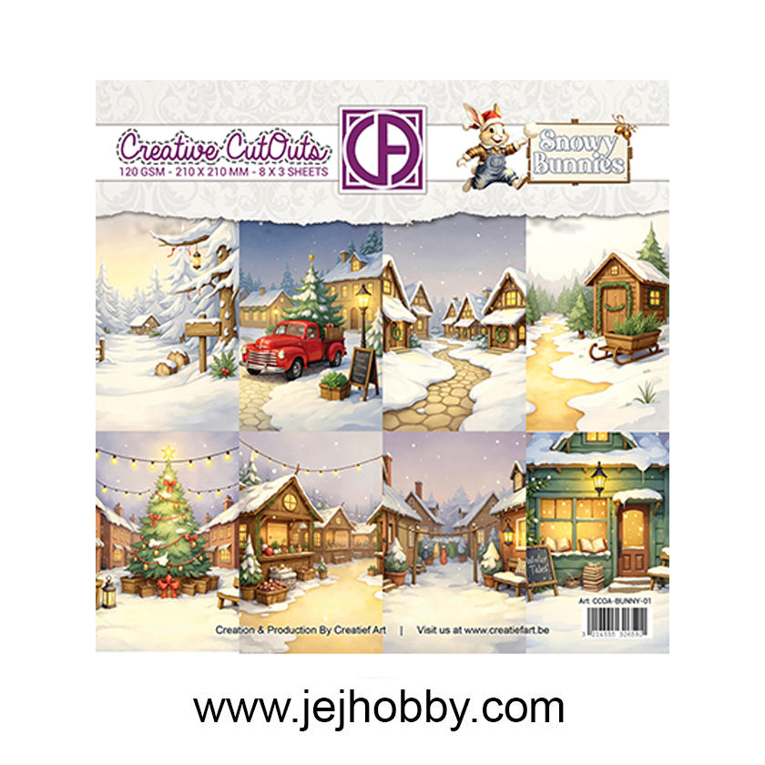CCOA-BUNNY-01, Snowy Bunnies 01, creative cut outs, creatief art, jej hobby