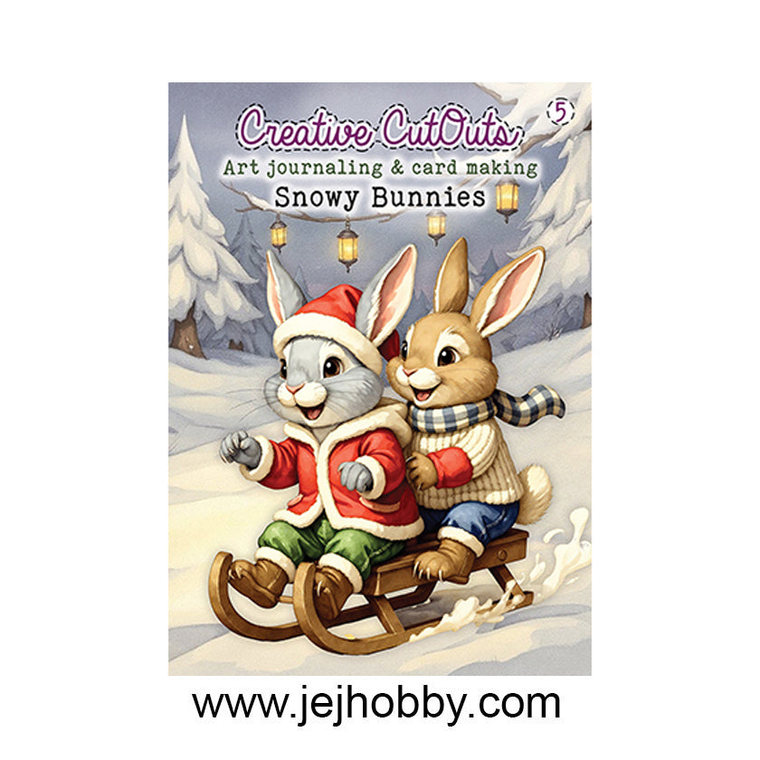 CCOBOEK-005, Snowy Bunnies, creative cut outs, creatief art, jej hobby