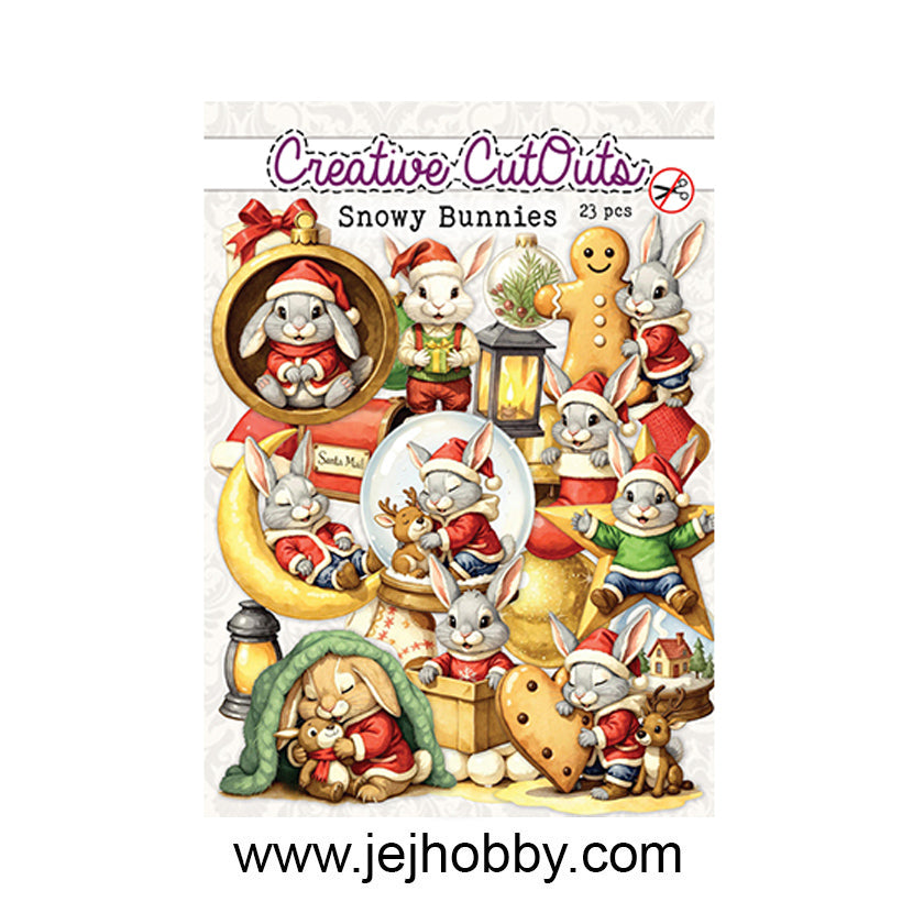 CCODC-005, Snowy Bunnies, creative cut outs, creatief art, jej hobby