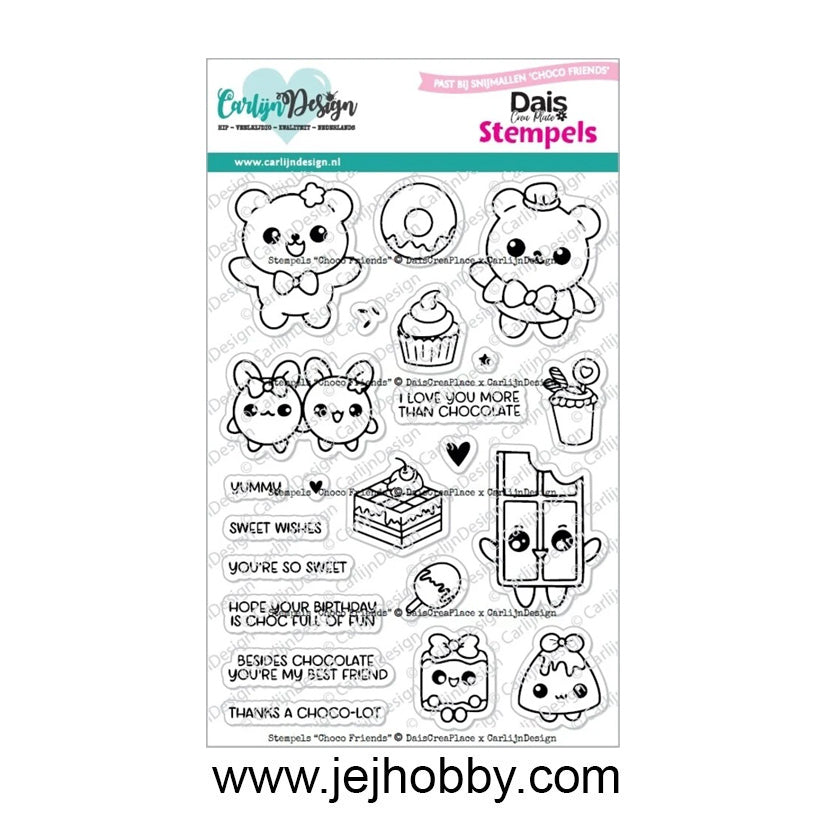 CDST-0154 Choco, friends stempels, Carlijn design, jej hobby