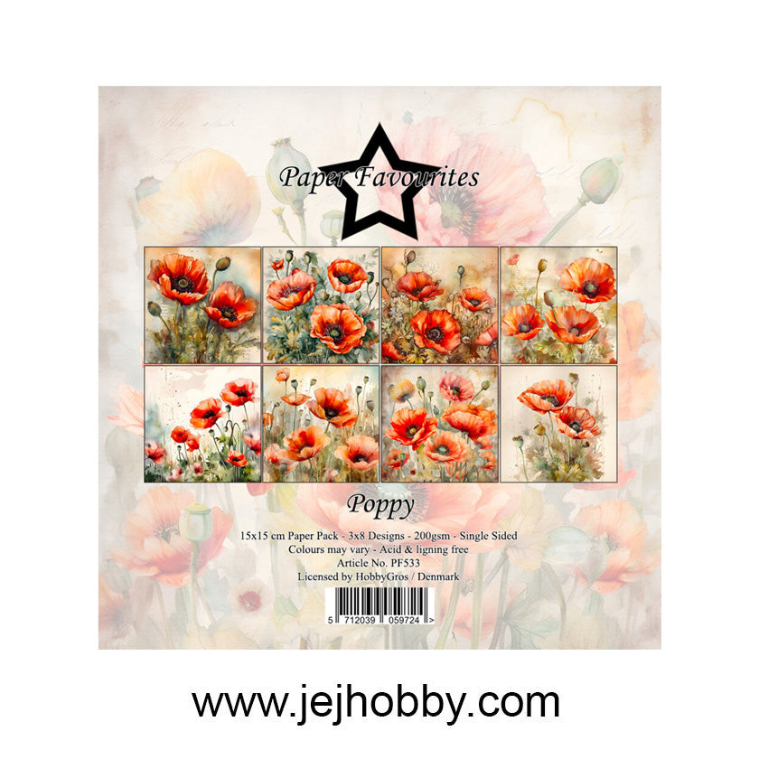 PF533 Poppy, paper pad Paper favourites, jej hobby