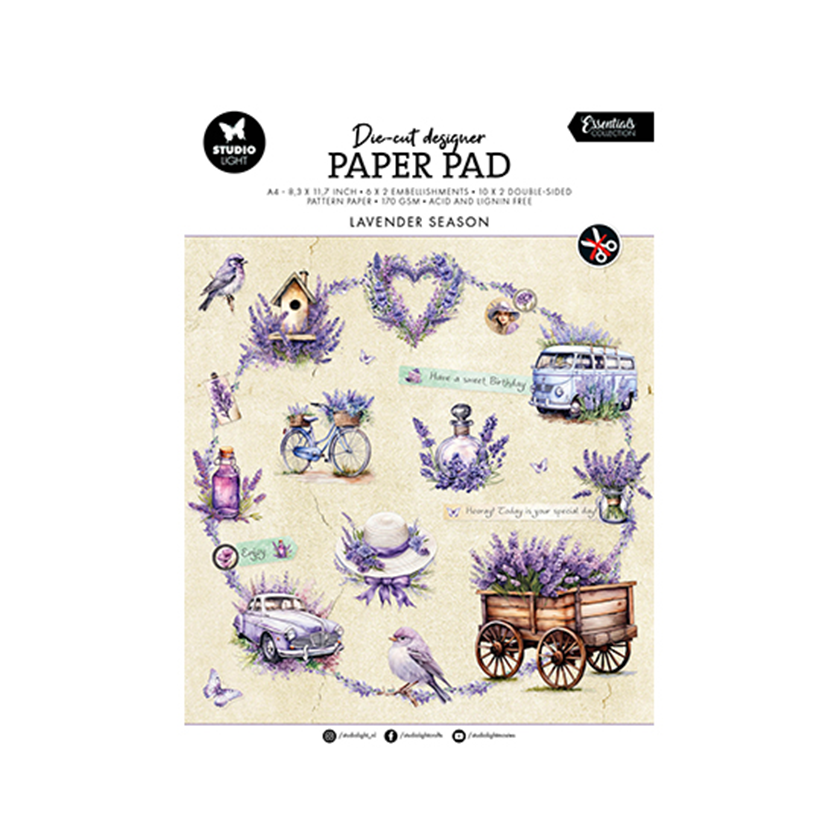 SL-ES-DCPP167, Studio light, Die cut Paper Pad, Lavender season Essentials, jej hobby