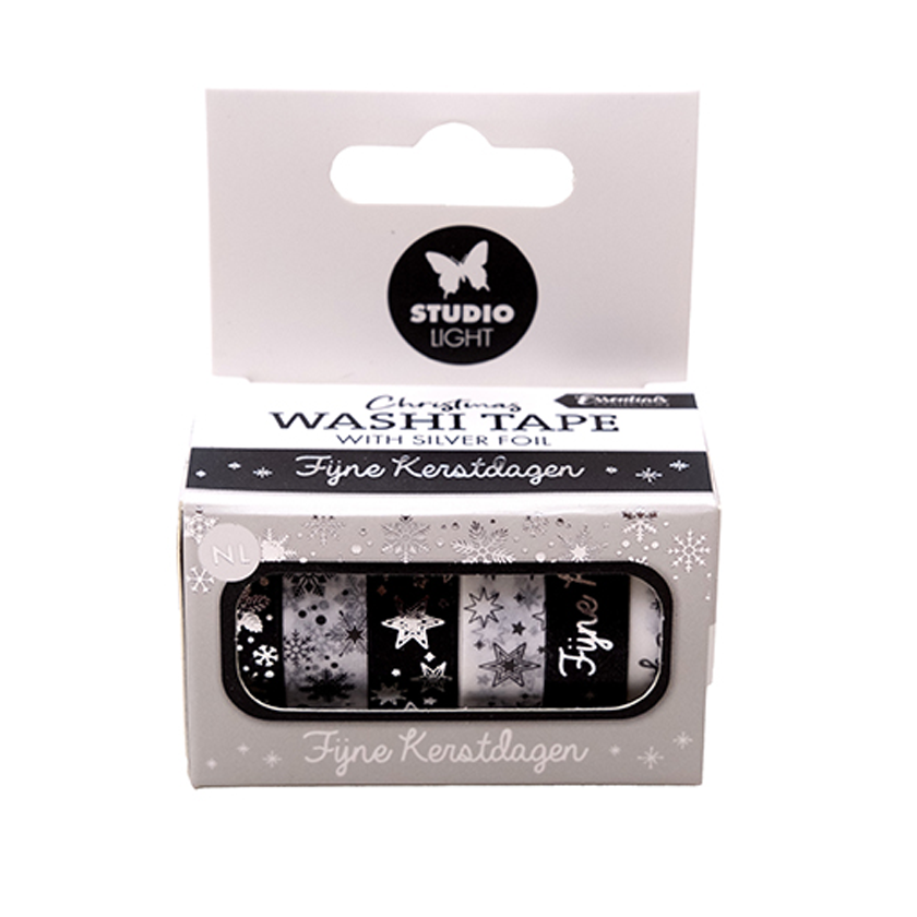 SL-ES-WASH26, Washi tape, Christmas Silver ,Fijne feestdagen, jej hobby