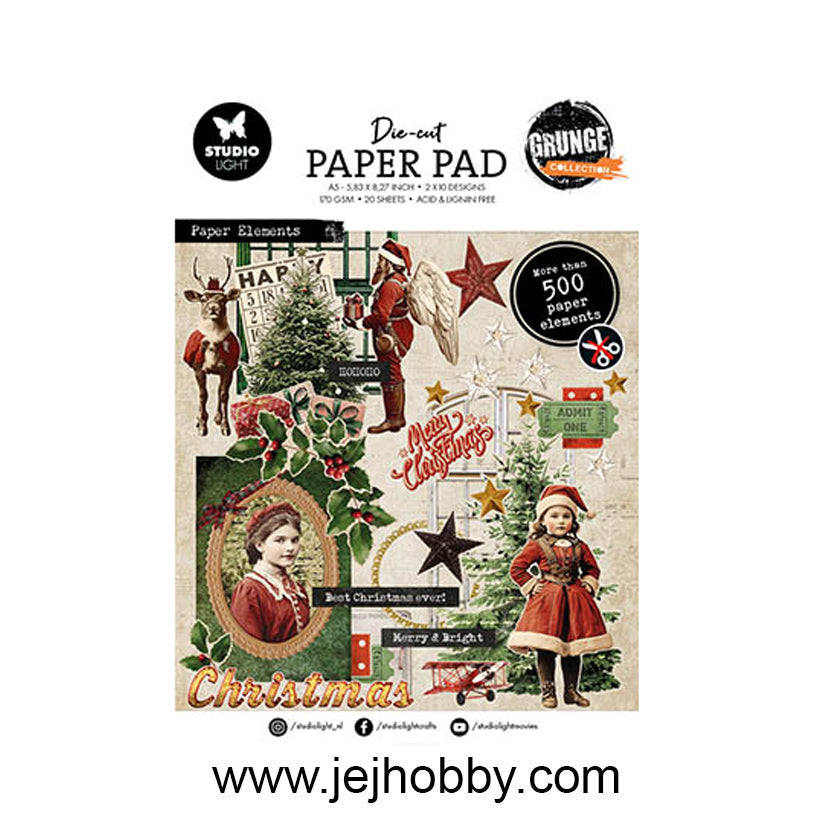 SL-GR-DCPP327, die cut paper pad, grunge collectie, studio light, jej hobby
