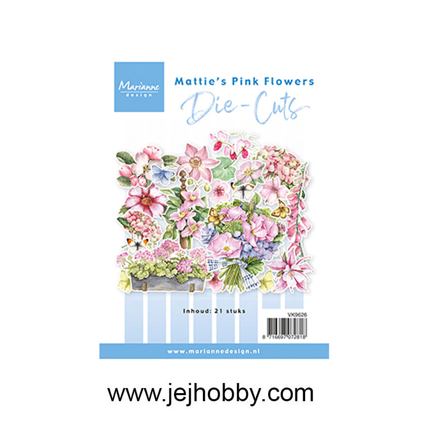 VK9626 Mattie's pink flowers, die cut, Marianne design, Jej hobby