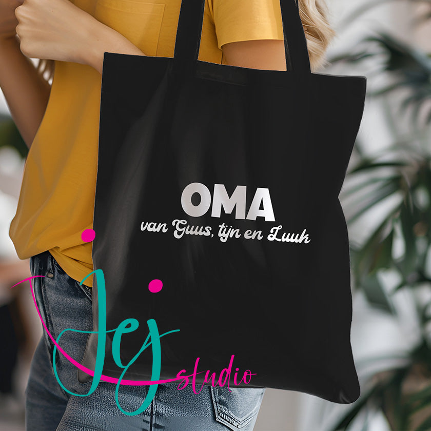 Lusdraagtas met tekst mama, tante oma van.....