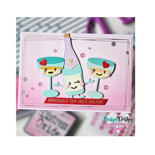 Voorbeelkaart gemaakt met de CDSN-0294 Bridal Buddies van Carlijn Design