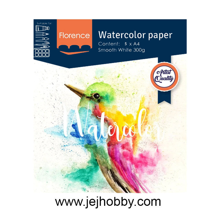 2911-9002-5, florence watercolor paper-5st-300 gr, jej hobby