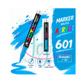 Hemelblauwe GuangNa acrylmarker met flexibele en vervangbare penseelpunt in kleurnummer 601 met transparant inktvenster.