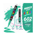 Meergroene GuangNa acrylmarker met flexibele en vervangbare penseelpunt in kleurnummer 602 met transparant inktvenster.