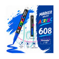 Koningsblauwe GuangNa acrylmarker met flexibele en vervangbare penseelpunt in kleurnummer 608 met transparant inktvenster.