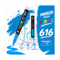 Stralend blauwe GuangNa acrylmarker met flexibele en vervangbare penseelpunt in kleurnummer 616 met transparant inktvenster.