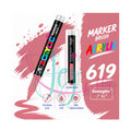 Karmijnrode GuangNa acrylmarker met flexibele en vervangbare penseelpunt in kleurnummer 619 met transparant inktvenster.