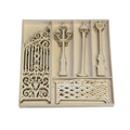 811500-0214, Houten ornamenten, fence, lanterns, jej hobby
