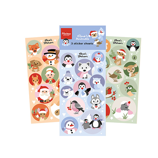 CA3193, Marianne design-Stickers Eline's animals Christmas, Winter, jej hobby