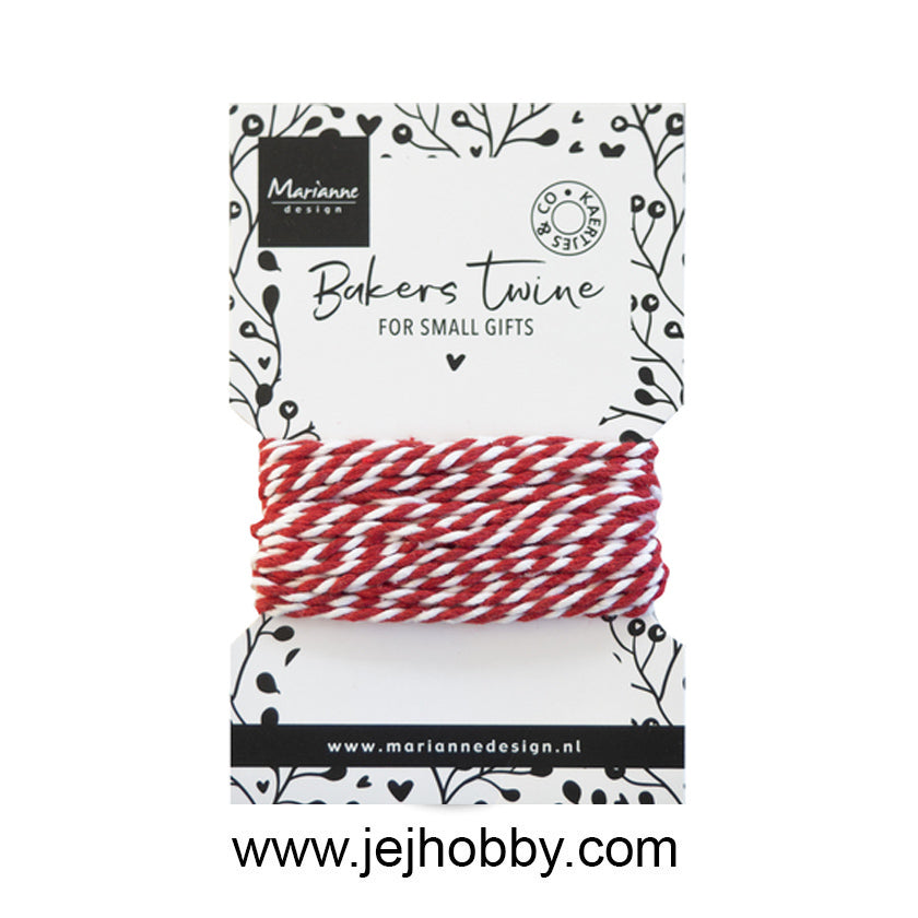 CA3213, Bakers twine, rood wit, Marianne design, jej hobby