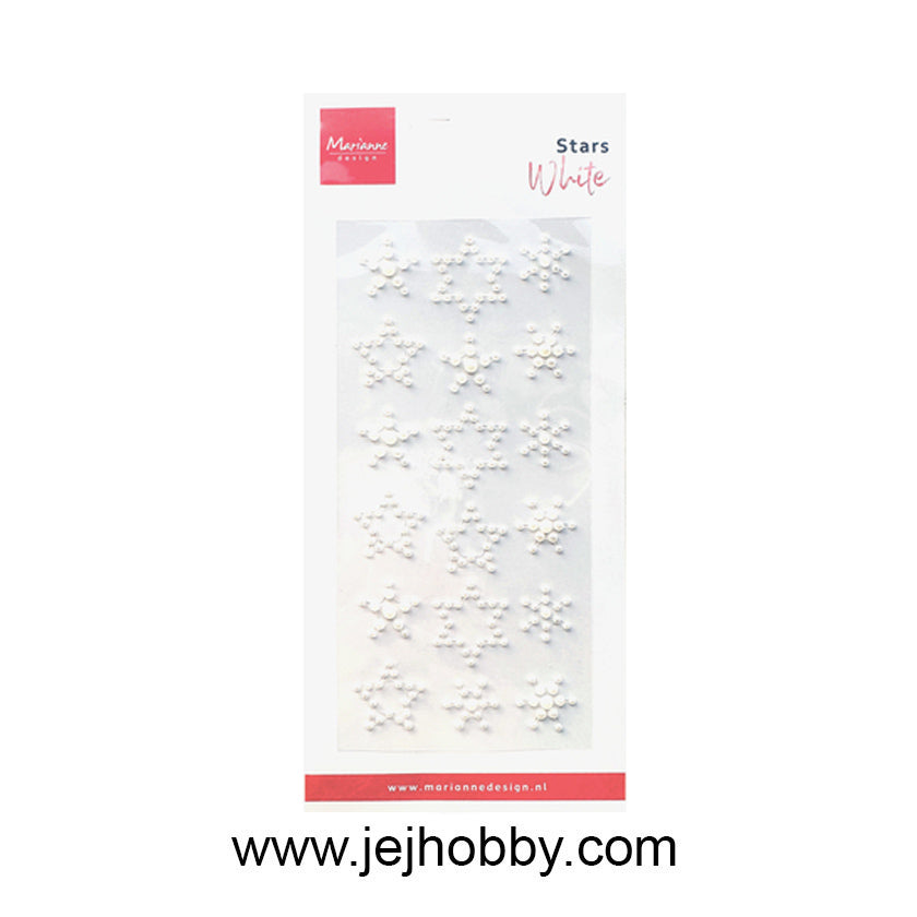 CA3215, pearl white stars, marianne design, jej hobby