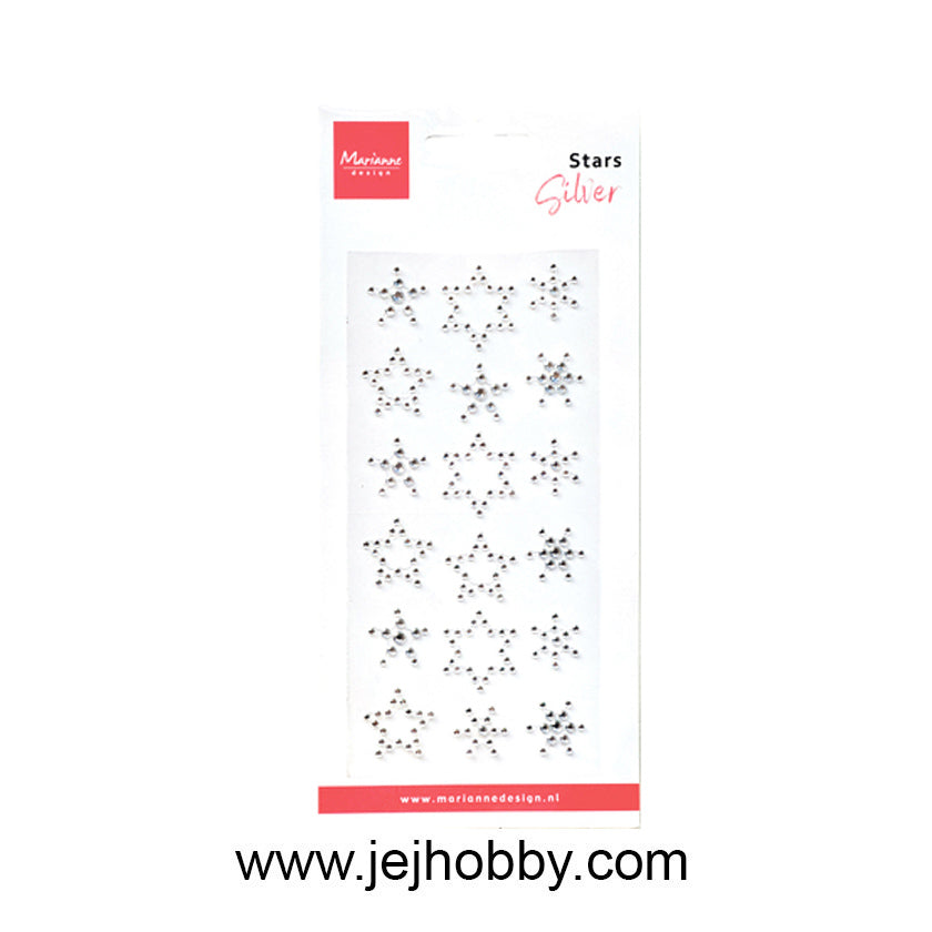 CA3216, Rhinestones silver stars, marianne design, jej hobby