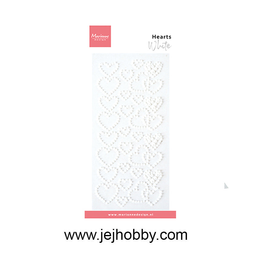 CA3219, Hearts pearls white, Marianne design, jej hobby