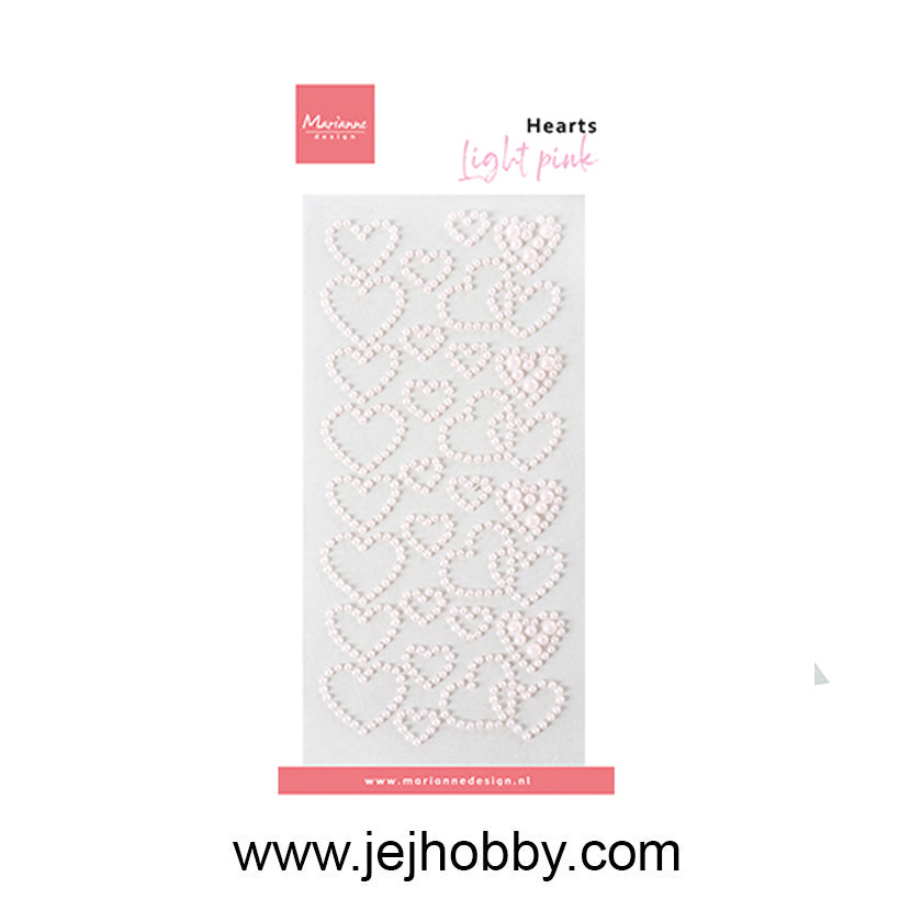 CA3220, Hearts pearls, light pink, Marianne design, jej hobby
