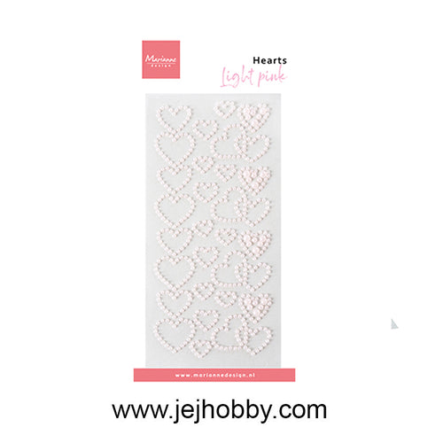 CA3220, Hearts pearls, light pink, Marianne design, jej hobby