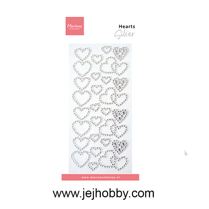 CA3221, Hearts pearls silver, Marianne design, jej hobby