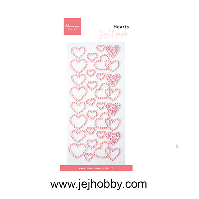 CA3222, Hearts pearls, light pink, Marianne design, jej hobby