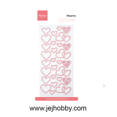 CA3222, Hearts pearls, light pink, Marianne design, jej hobby