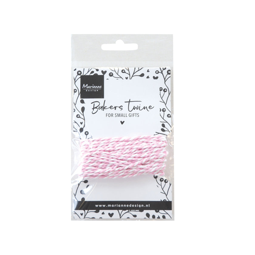 CA3226, Bakers twine, licht roze wit, Marianne Design, jej hobby