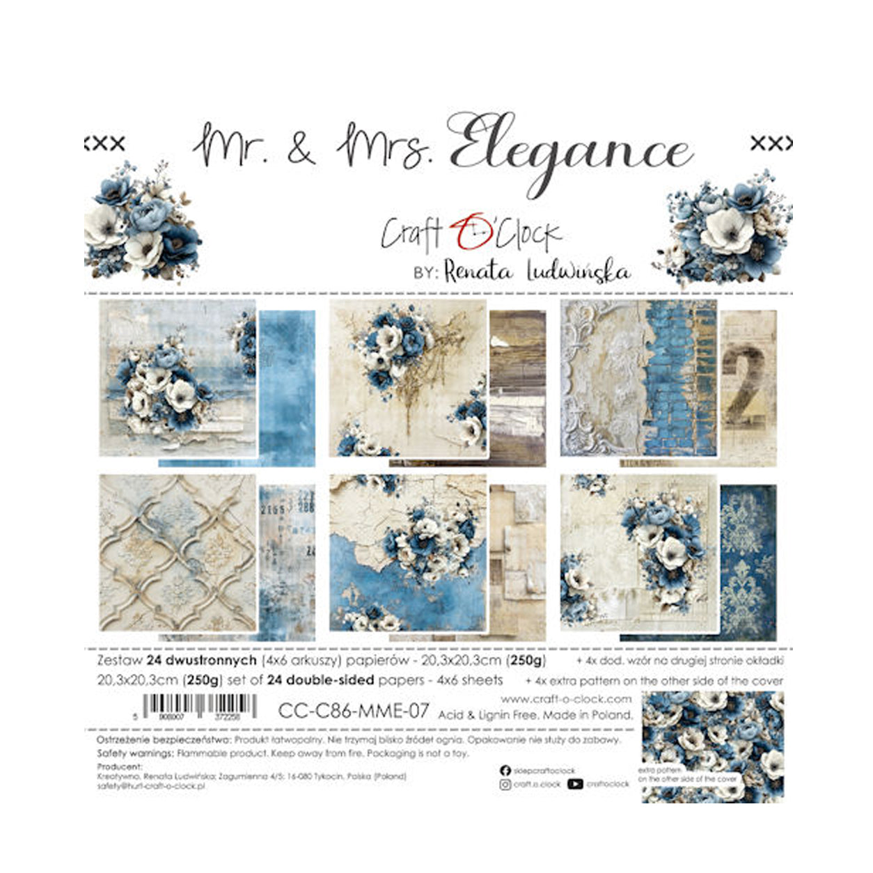 CC-C86-MME-07, Mr. &Mrs. Elegance paper set van Craft o CLock, Jej hobby
