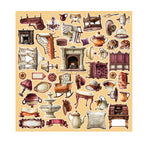 Craft O'Clock Shades of Nature Mix Extras Set CC-C88-SON-13 met knipafbeeldingen van barokke schilderijlijsten, vintage dames, harten en boeken op 30,5x31,5 cm papier.