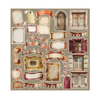 Craft O'Clock Shades of Nature Mix Extras Set CC-C88-SON-13 met knipafbeeldingen van barokke schilderijlijsten, vintage dames, harten en boeken op 30,5x31,5 cm papier.