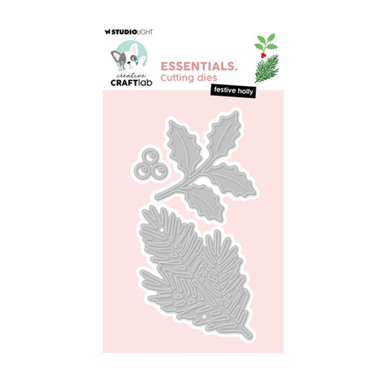 CCL-ES-CD1121 Festive Holly stansmal van creative craftlab Studio Light.