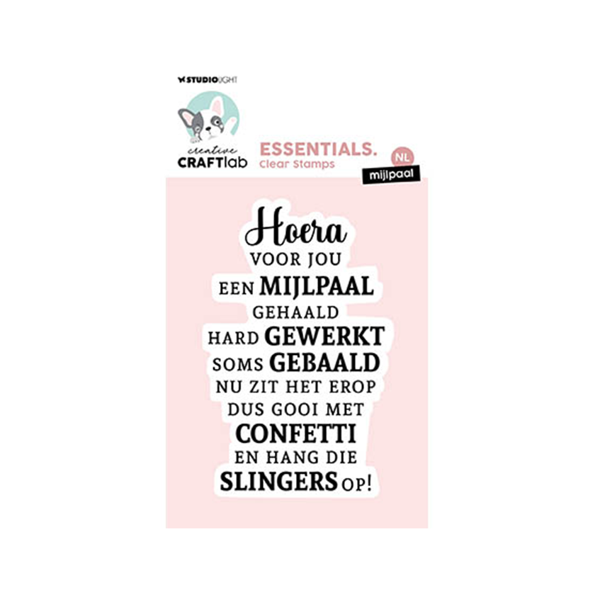 CCL-ES-STAMP623. Studio light. Clear Stamp Mijlpaal Essentials. jej hobby