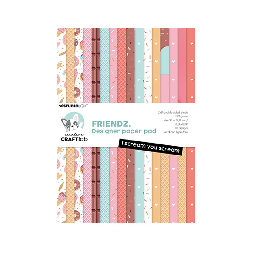 CCL-FR-DPP191 Cratlab, Design  Paper Pad, I scream you scream Friendz nr 191, jej hobby