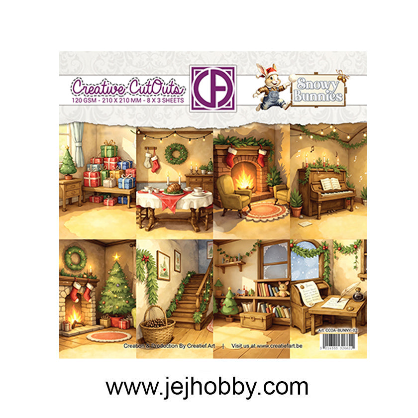 CCOA-BUNNY-02, Snowy Bunnies 02, creative cut outs, creatief art, jej hobby