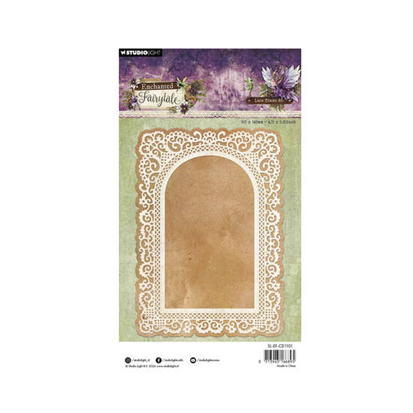 Achterkant van de SL-EF-CD1101 Lace frame Enchanted Fairytale van Studio Light is een stansmal voor hobby.