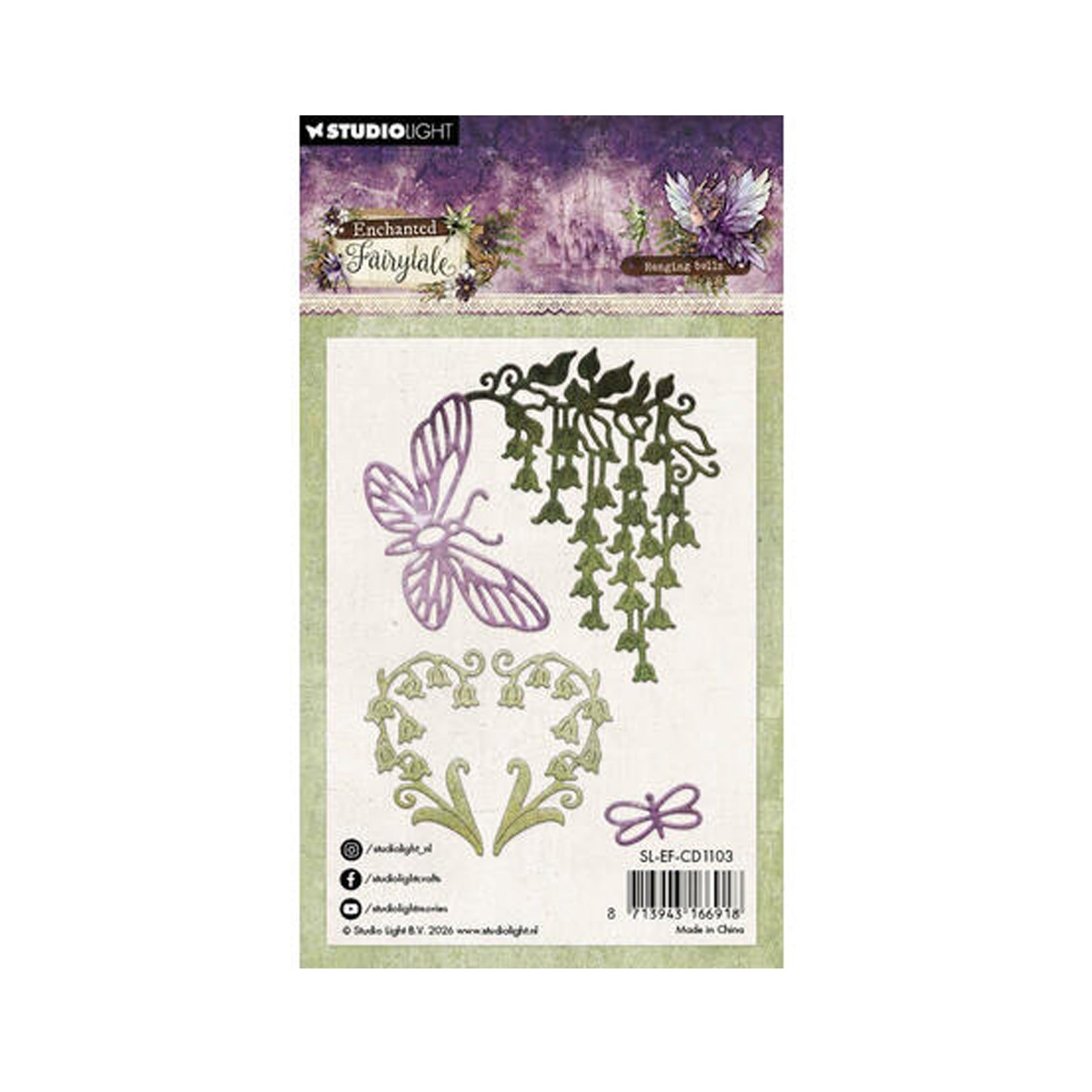 Achterkant van de CD1103 Hanging bells Enchanted Fairytale stansmal van studio Light. Perfect voor hobby.