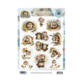 Find It Trading Berrie's Beauties Groundhog 3D-knipvel Spring Moments CD12540 op A4-formaat met afbeeldingen van marmotten omringd door veldbloemen en boeketten.