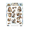 Find It Trading Berrie's Beauties Groundhog 3D-knipvel Winter Bliss CD12542 op A4-formaat met afbeeldingen van marmotten met warme sjaals, mutsen en mokken warme chocolademelk.
