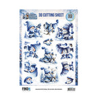 Find It Trading Berrie's Beauties Winter Gnome Wonders 3D-knipvel Frosty Friends (CD12546) op A4-formaat met blauw-witte gnoems, sneeuwpoppen en hertjes in de sneeuw.