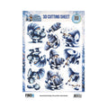 Find It Trading Berrie's Beauties Winter Gnome Wonders 3D-knipvel Frozen Harmonies (CD12548) op A4-formaat met ijsblauwe gnoems die trommel, accordeon en fluit spelen.