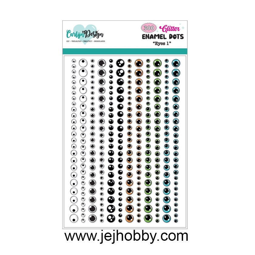 CDED-0012, Glitter enamel dots, eyes 1, Carlijn design, jej hobby