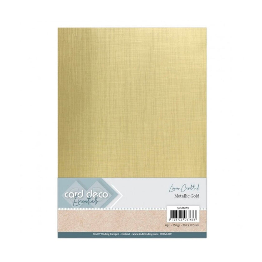 CDEML002 Metallic Gold Linen cardstock van Card deco. Dit is karton voor hobby