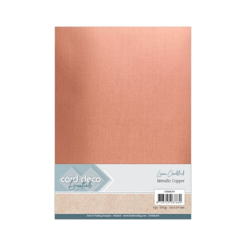 CDEML003 Metallic Copper Linen cardstock van Card-deco. Dit is karton voor hobby.