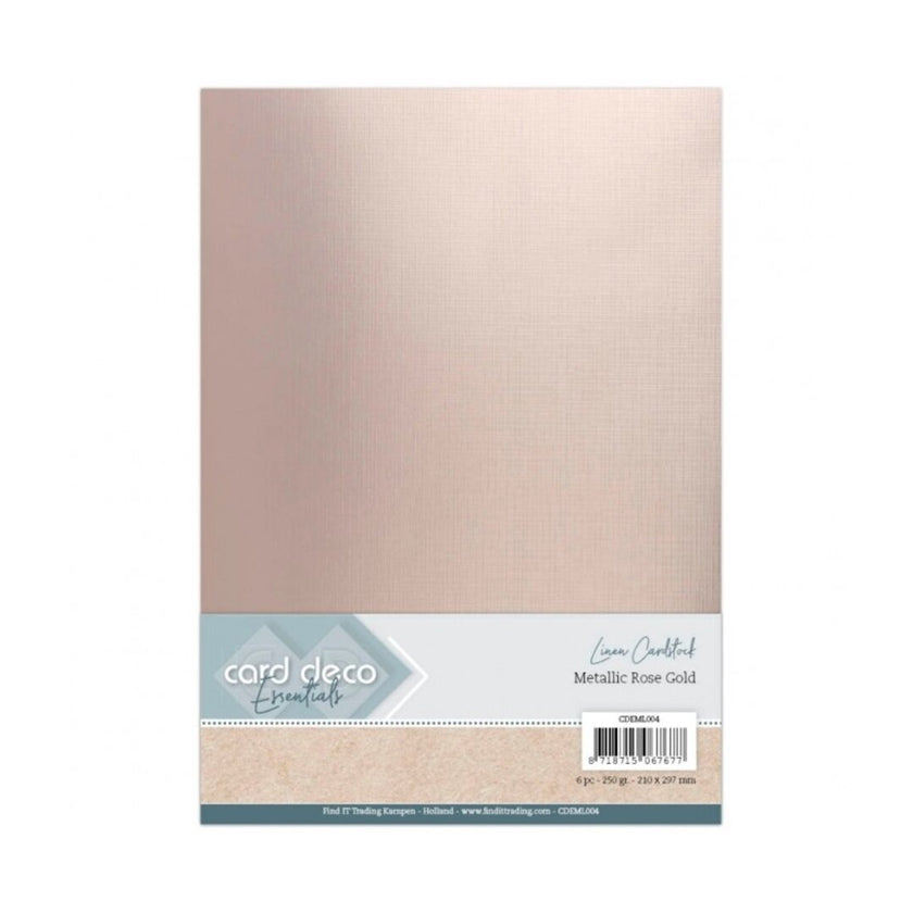 CDEML004 Metallic Rose Gold Linen cardstock van Card deco. Dit is karton voor hobby.