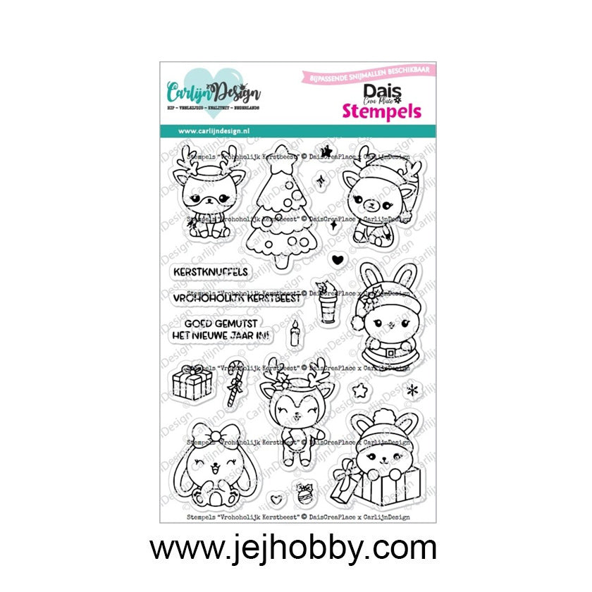 CDST-0151, Vroholijk kerstbeest, Carlijn design, Dais crea place, jej hobby