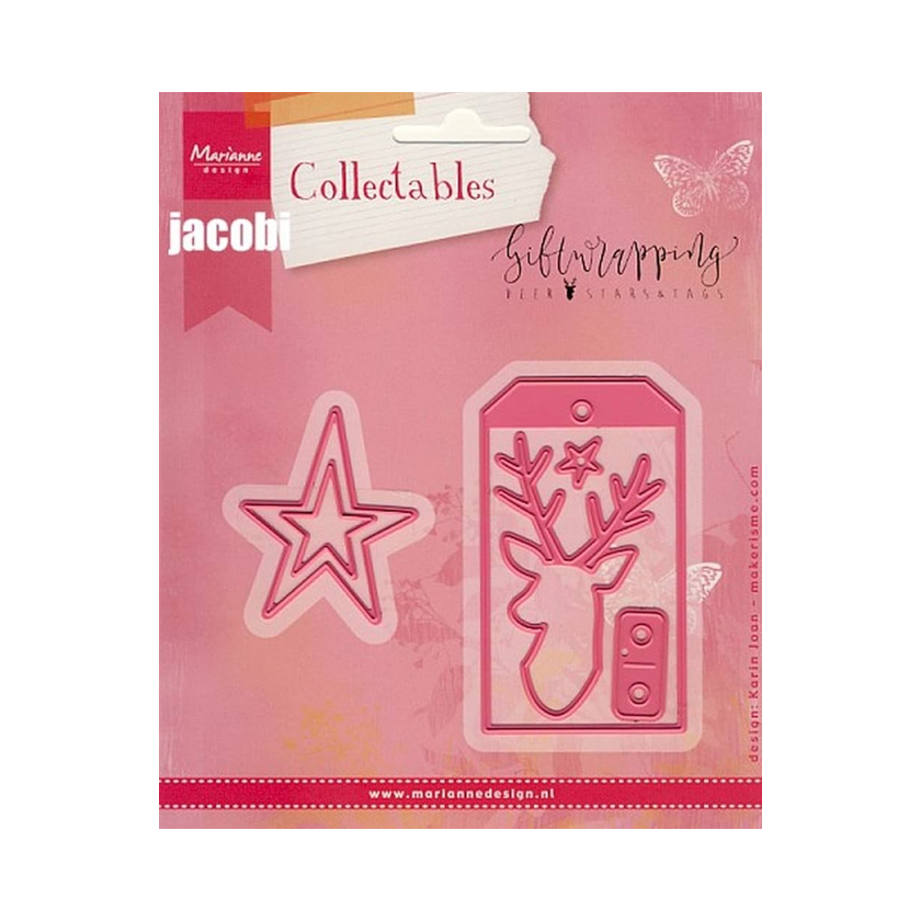 COL1442 Karin's deer stars en tag collectables, Marianne design, jej hobby